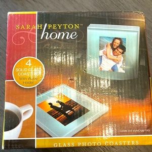 Sarah Peyton Home Glass Photo Coasters, set of 4, new